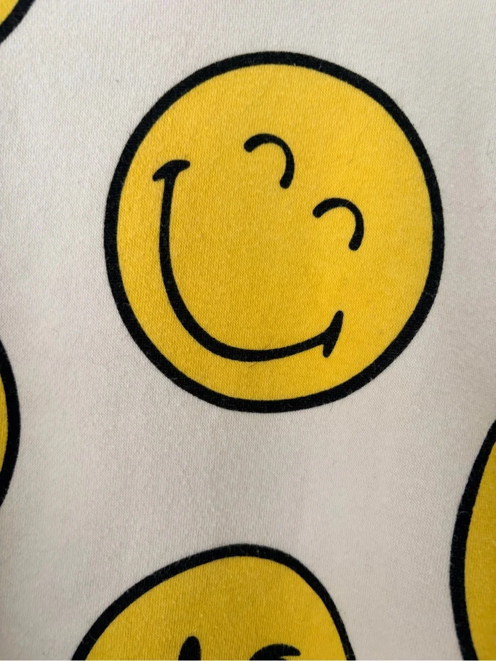 GAP Cream Crewneck with Yellow Smiley Print